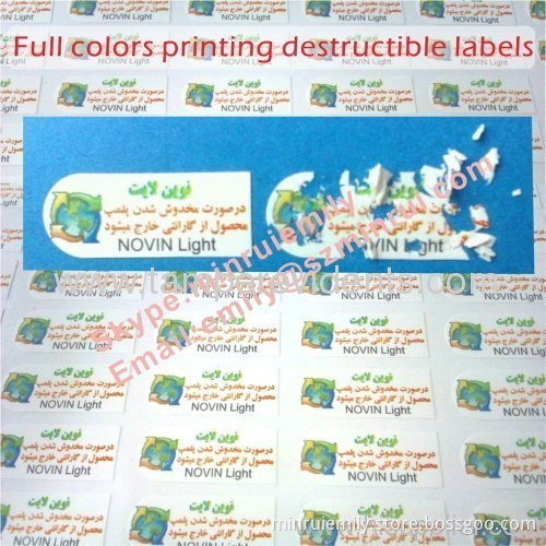 Custom Destructible Labels As Security Sealing Stickers,tamper Evident Labels In Rolls,fragile Destructive Labels 